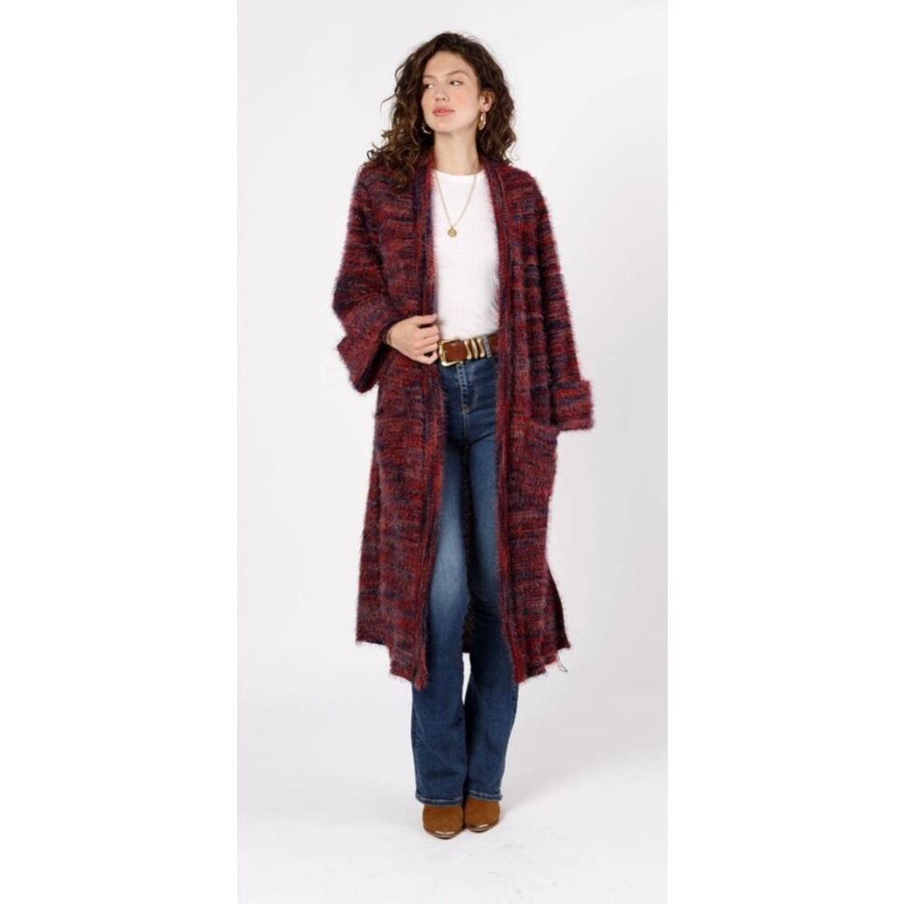 Band Of Gypsies Sunset Blvd Red Duster Cardigan Size Small NWT